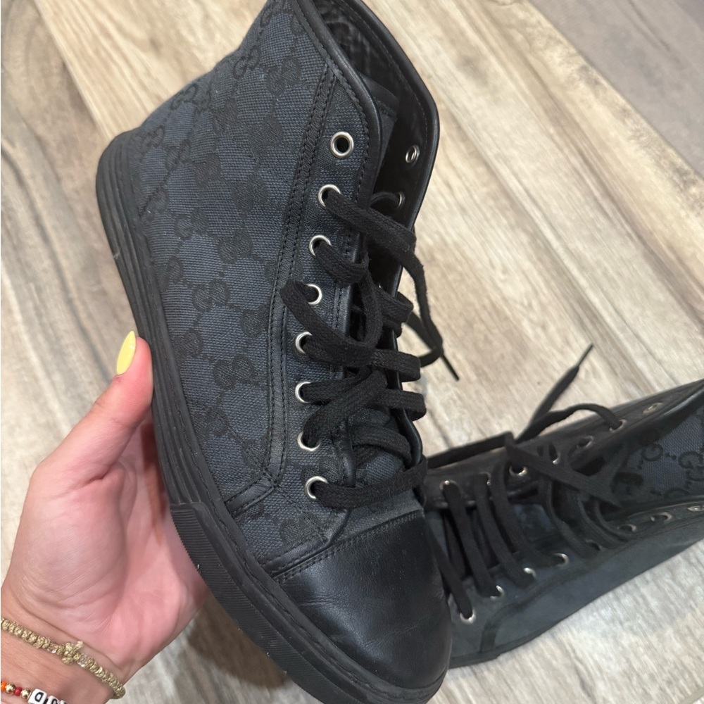 Gucci Black High-Top Sneakers with GG Monogram - Picture 3 of 8